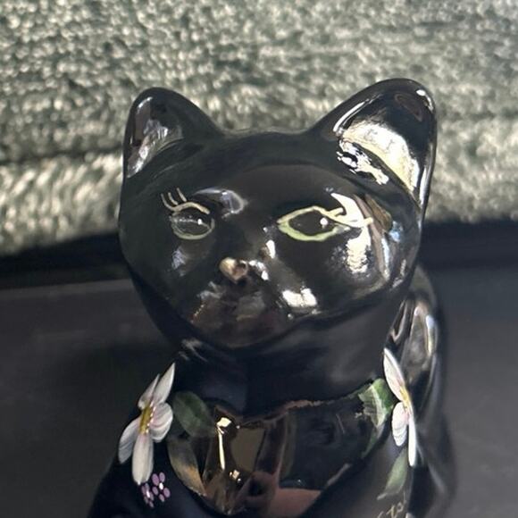 Fenton Lennox Black “Perky Cat” Hand Painted Signed by Artist - Picture 7 of 11